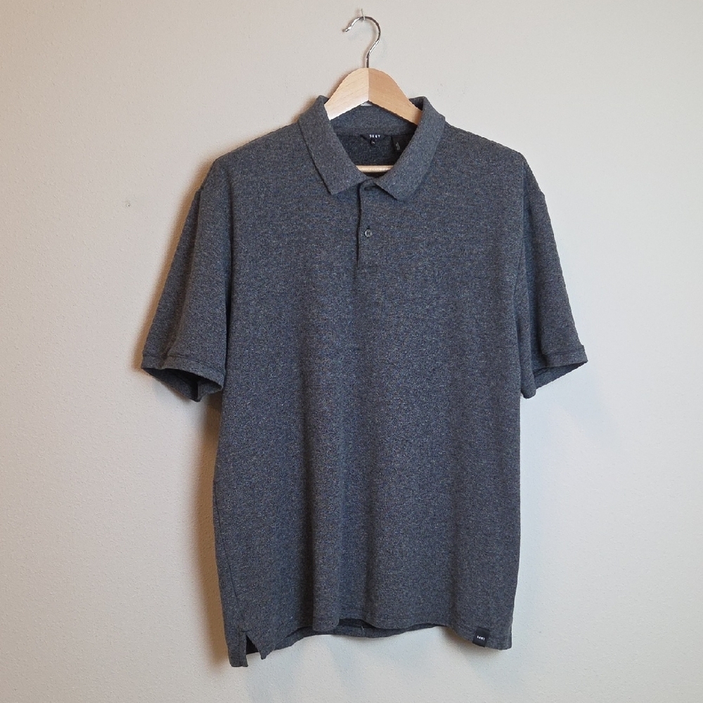 DKNY Men's Vintage Heather Charcoal Polo Shirt Size XXL